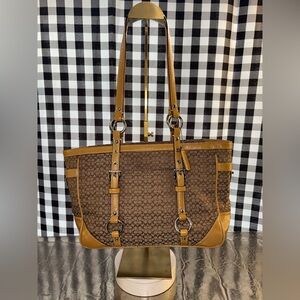 Coach Gallery Signature Micro C Tan and Brown Tote 2008